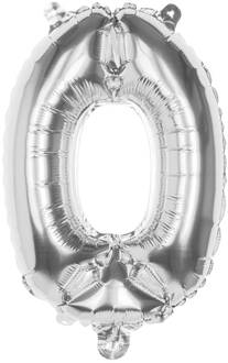 Zilveren folieballon cijfer '0' 36cm Zilver - Grijs