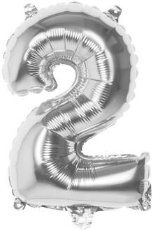 Zilveren folieballon cijfer '2' 36cm Zilver - Grijs