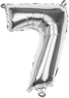 Zilveren folieballon cijfer '7' 36cm Zilver - Grijs
