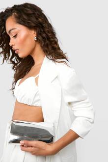 Zilveren Gestructureerde Clutchtas Met Spiegelafwerking, Silver - ONE SIZE