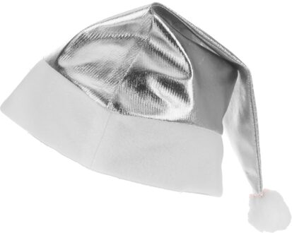 Zilveren glimmende Kerstman kerstmuts voor volwassenen