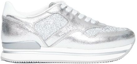 Zilveren Glitter Sneakers voor Vrouwen Hogan , Gray , Dames - 35 Eu,37 1/2 EU