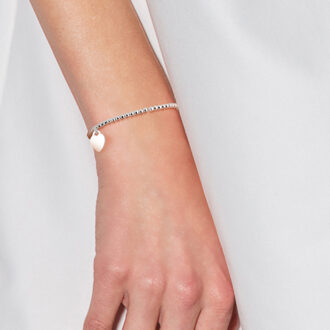 Zilveren hart 925 Breloce armband - maat Grijs
