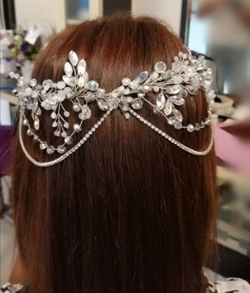 Zilveren Kleur Kristal Stenen Bruiloft Kroon