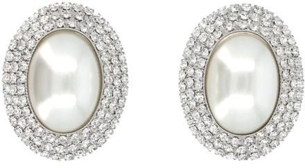 Zilveren Kristallen Ovale Parel Oorbellen Alessandra Rich , Gray , Dames - ONE Size