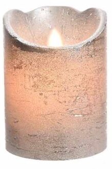 Zilveren led kaars met timer 10 cm