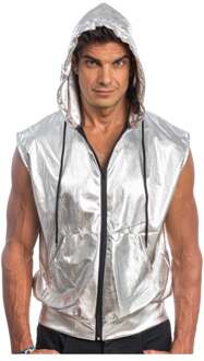 Zilveren Mouwloze Jas Met Capuchon Zilver - Grijs