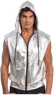 Zilveren Mouwloze Jas Met Capuchon Zilver - Grijs