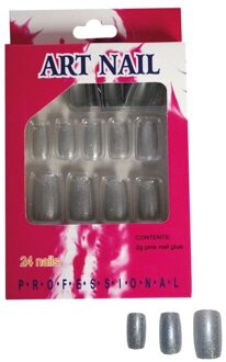 Zilveren plaknagels met glitters