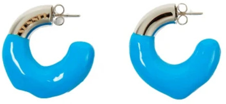Zilveren Rubberen Oorbellen met Gelaserd Logo Sunnei , Blue , Dames - ONE Size