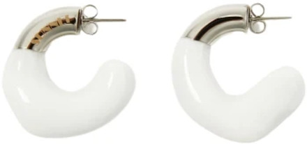Zilveren Rubberen Oorbellen met Vlindersluiting Sunnei , White , Dames - ONE Size