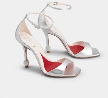 Zilveren Sandalen met Gesteven Hak - EU 38