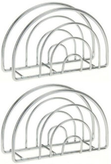 Zilveren servetten houder van metaal - 2x - Tafeldecoratie - Servethouders/servettenhouders