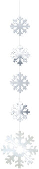 Zilveren sneeuwvlok hangdecoratie 140 cm van karton