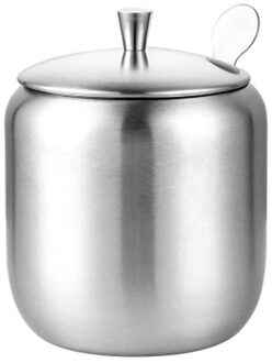 Zilveren Spice Container Kruiderij Pot Suiker Kom Huishouden Kruiden Jar Kleine Keuken Met Deksel Lepel Duurzaam Roestvrij Staal