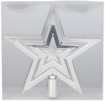 Zilveren ster piek kerstboomversiering 21 cm