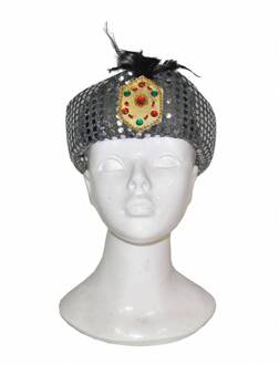 Zilveren Sultan tulband met steentjes