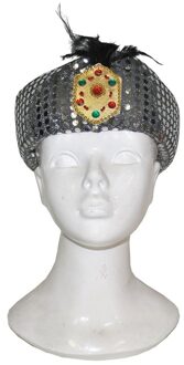 Zilveren Sultan tulband met steentjes