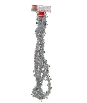 Zilveren tinsel kerstslinger 270 cm