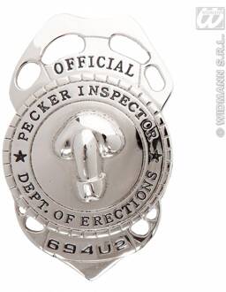 Zilverkleurige penis politie badge - Accessoires > Overige