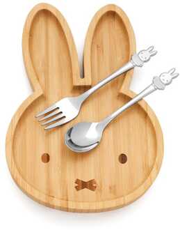 Zilverstad bamboebord en 2-delig bestek Nijntje
