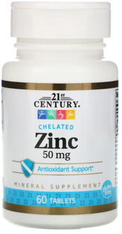 Zinc 21st Century 50 mg, 60 and 110 capsules (for beard and hair growth)