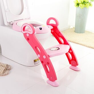 Zindelijkheidstraining Seat Baby Draagbare Wc Kind Wc Soft Seat Opvouwbare Kids Toiletten Met Ladder Roze