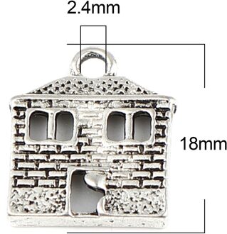 Zink Gebaseerde Legering Charms Huis Antiek Zilver Kleur Voor Sieraden Diy Bevindingen, 10 Pcs