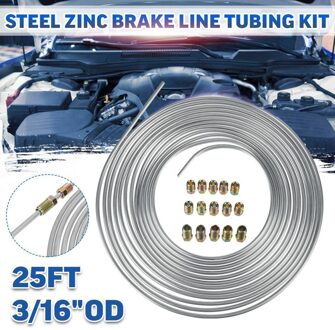 Zink Stalen Remleiding 25 Voet Tubing Kit 1/4 Od Spoel Roll & 15 Stuks Tube Fittings