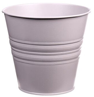 Zinken emmertje/bloempotje - lichtgrijs - D16 x H13 cm - plantenpotten