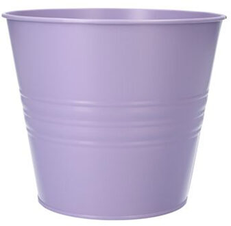 Zinken emmertje/bloempotje - lila paars - D16 x H13 cm - plantenpotten