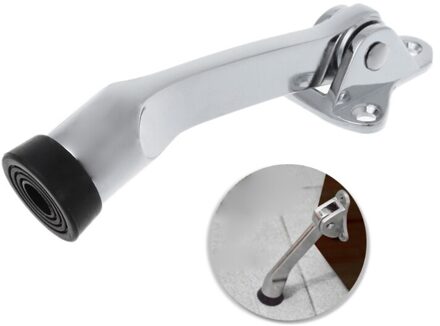Zinklegering Satijn Chrome Hendel Deurstopper Met Rubber Voeten Gemonteerde Houder