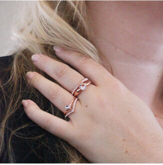 Zinnia Ring - Oostenrijks Kristal Wit en roségoud - N