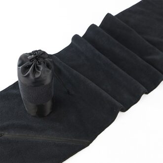 Zip Pocket Fitness Microfiber Bad Gym Soft Extra Lange Handdoek Zwemmen Sport Sneldrogende Camping zwart