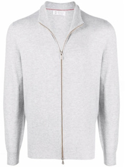 Zip-through Sweater voor Heren Brunello Cucinelli , Gray , Heren - 2XL