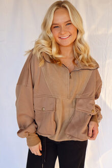 Zip-up Hoodie met Kangoeroezakken - maat XL Bruin