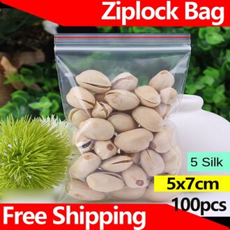 Ziplock Zak Kleine Transparante Plastic Zak Plastic Verpakking Zak 5X7Cm 0.05Mm Pe Plastic Voedsel Verzegelde Tas pil Verpakking Bag100pcs