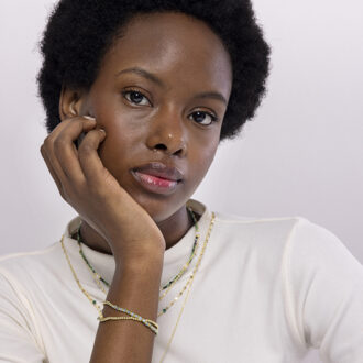 Zira armband afgewerkt in 18k geel goud Blauw - One Size