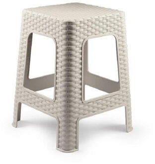 zit/bijzet krukje - Rotan line - beige - kunststof - 28 x 28 x 45 cm