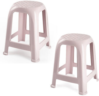 Zit krukjes - 2x - roze - kunststof - 37 x 37 x 46 cm - extra zitplaatsen