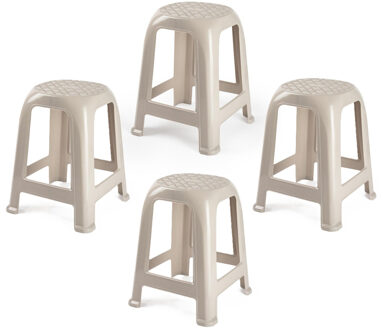 Zit krukjes - 4x - beige - kunststof - 37 x 37 x 46 cm - extra zitplaatsen