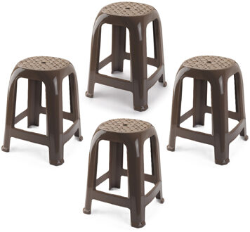 Zit krukjes - 4x - bruin - kunststof - 37 x 37 x 46 cm - extra zitplaatsen