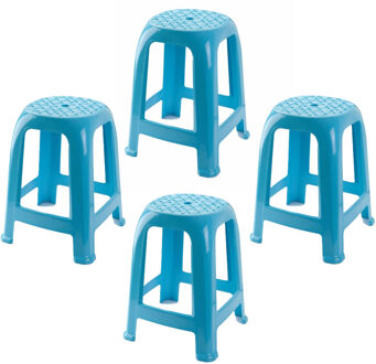 Zit krukjes - 4x - lichtblauw - kunststof - 37 x 37 x 46 cm - extra zitplaatsen