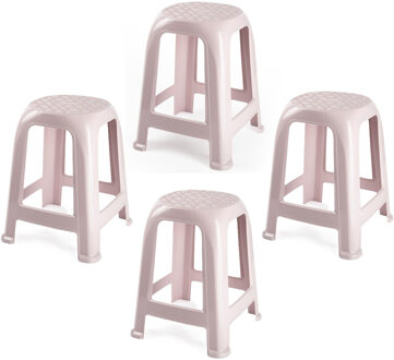 Zit krukjes - 4x - roze - kunststof - 37 x 37 x 46 cm - extra zitplaatsen