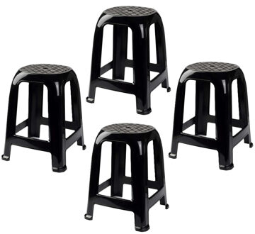 Zit krukjes - 4x - zwart - kunststof - 37 x 37 x 46 cm - extra zitplaatsen