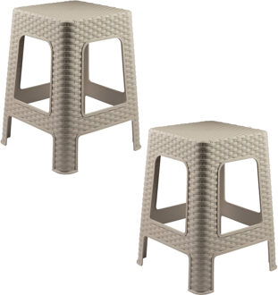 Zit krukjes voor binnen en buiten - 2x - beige - kunststof - 36 x 36 x 45 cm - extra zitplaatsen