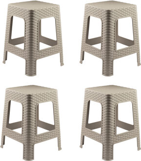 Zit krukjes voor binnen en buiten - 4x - beige - kunststof - 36 x 36 x 45 cm - extra zitplaatsen