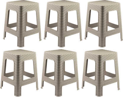 Zit krukjes voor binnen en buiten - 6x - beige - kunststof - 36 x 36 x 45 cm - extra zitplaatsen