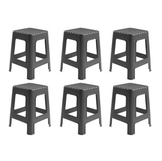 Zit krukjes voor binnen en buiten - 6x - zwart - kunststof - 36 x 36 x 45 cm - extra zitplaatsen