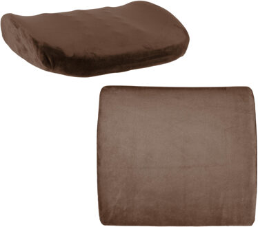 Zit/Rugkussen stoel - bruin - bureaustoel/autostoel - set van 2